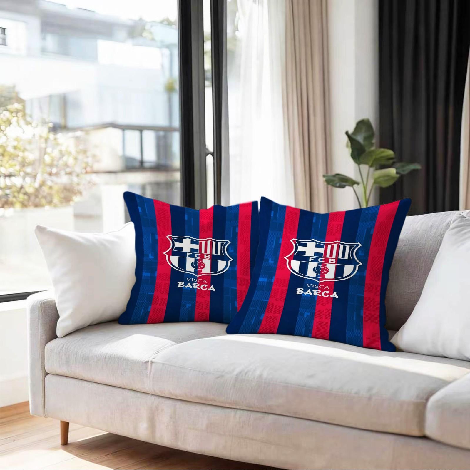 18x18 Inch Soccer Club Throw Pillow, Red Blue Striped Sport Team Decorative Cushion, Football Fan Sofa Bed Living Room Decor, Ideal Gift for Soccer Fans Teens Adults Men