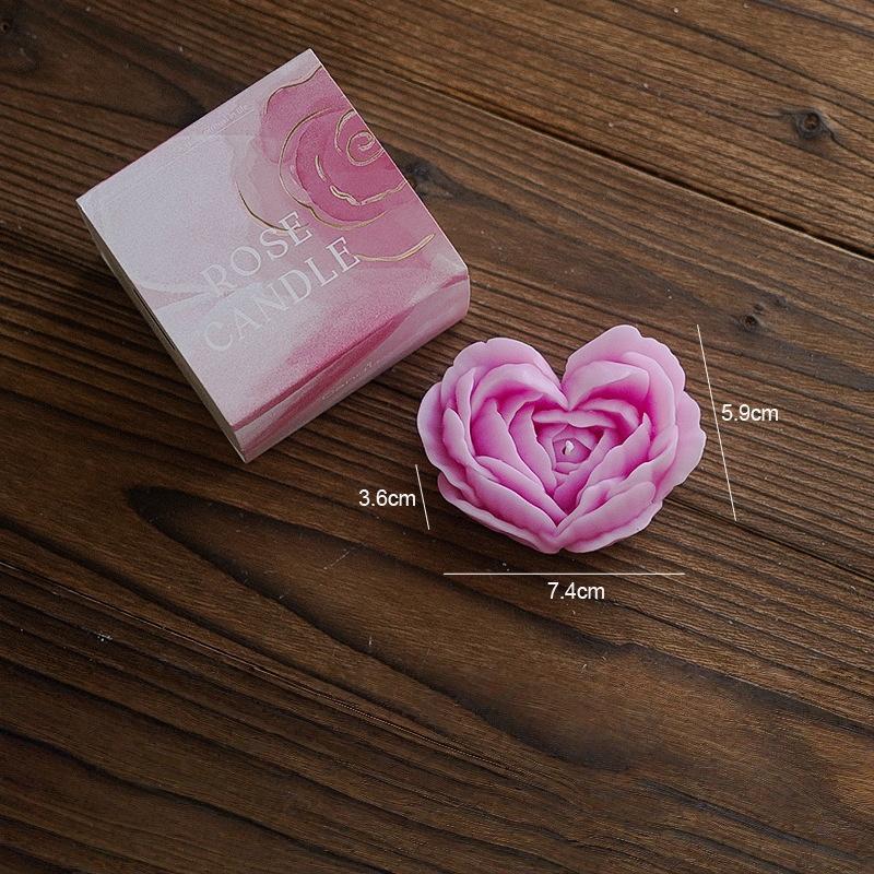 Heart-Shaped Rose Scented Candle, Realistic Flower Gradient Decorative Piece, Romantic Atmosphere Aromatherapy Candle, Valentine's Day Proposal Gift