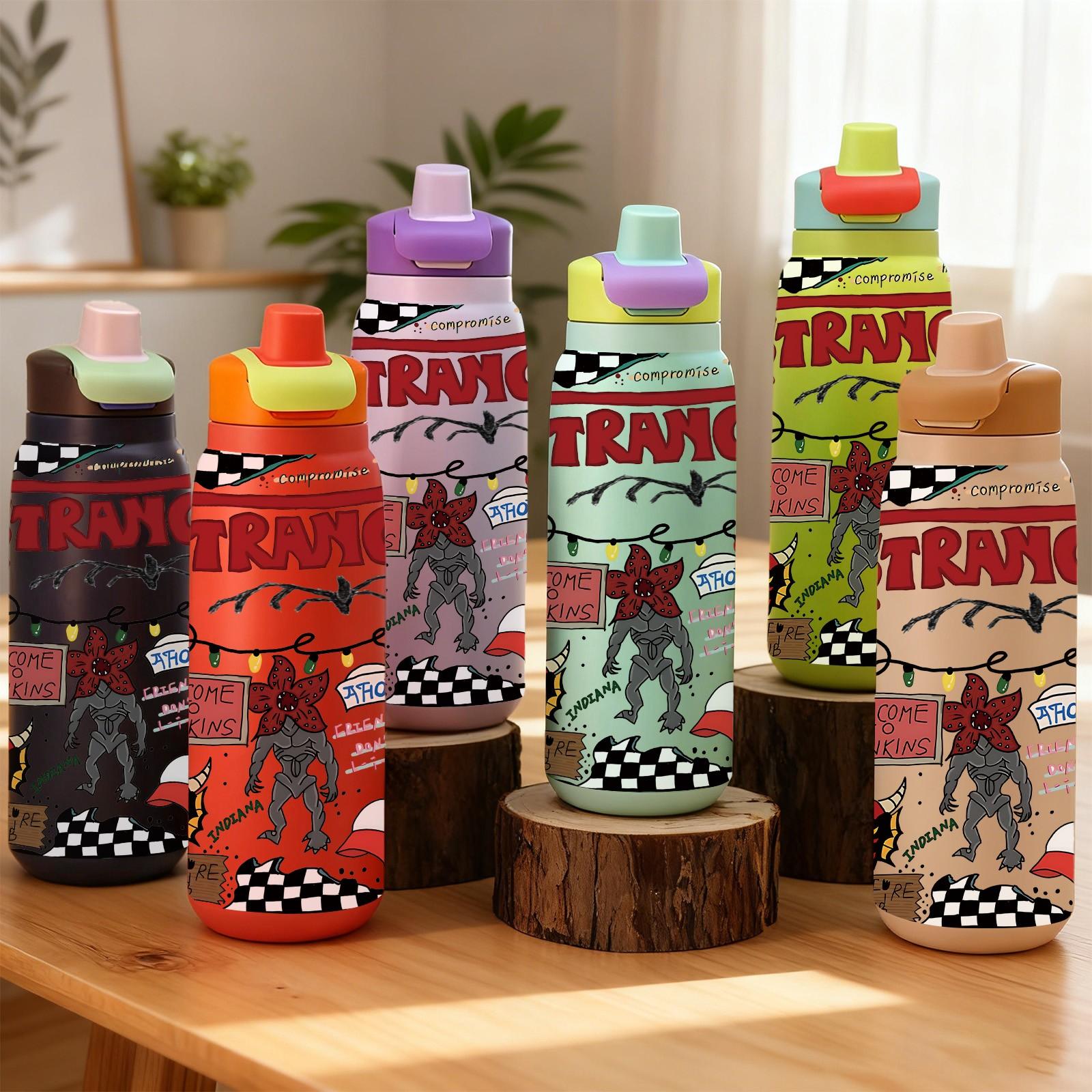 1 Pc 28oz Insulated Mug, Stranger Things Theme Vacuum Cup, Double Wall Thermal Mug, Leak Proof Skinny Insulat Cup, Keeps Hot 12 Hours Cold 24 Hours, Stainless Steel for Hot Cold Drinks, Vacuum Insulated Flask, Drinkware