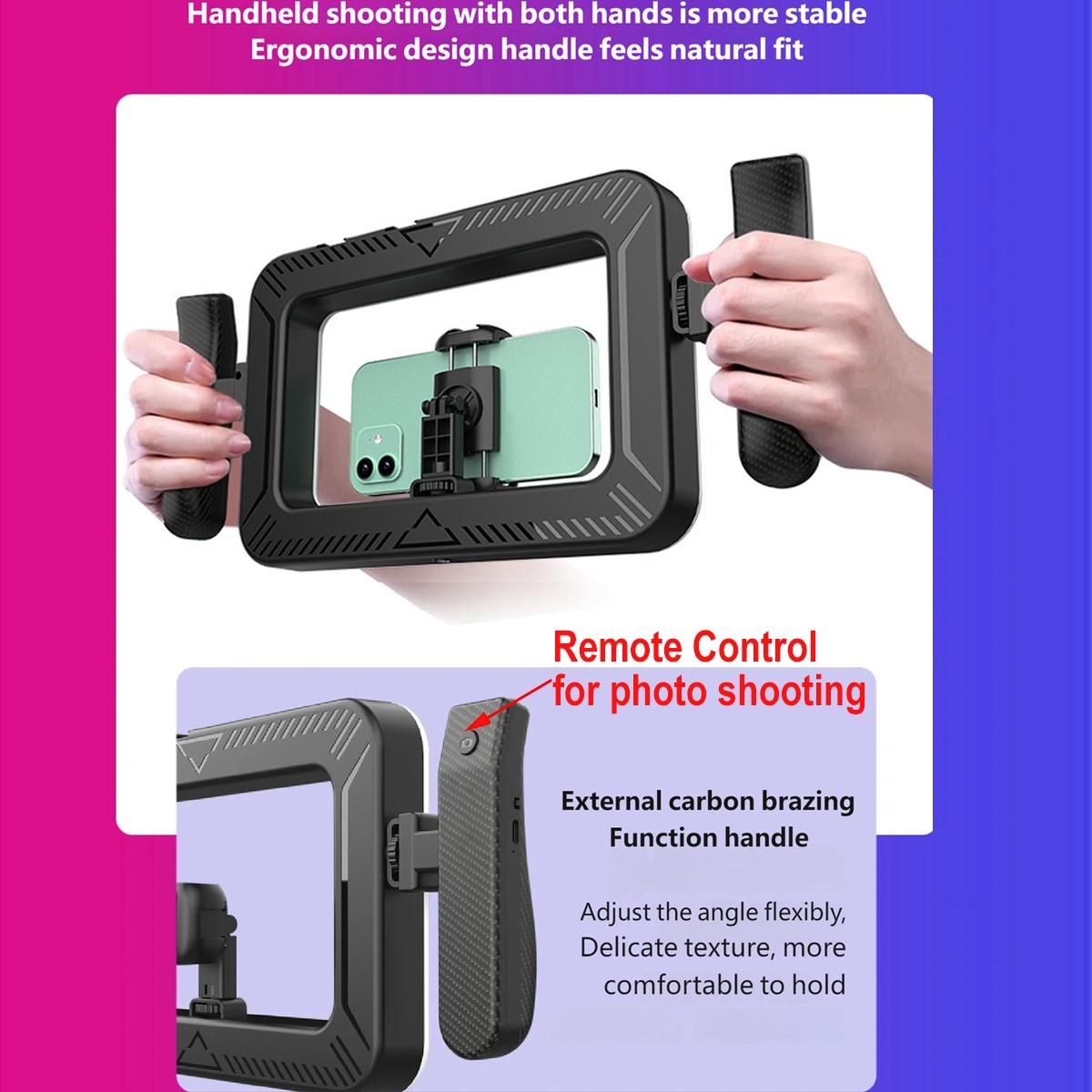 Handheld Multifunctional Circular Fill Light with Handle, Built in Wireless Remote Control, 3600mah Rechargeable Battery, Three Color Temperatures, Portable Selfie Lamp, Phone Accessories, Gift