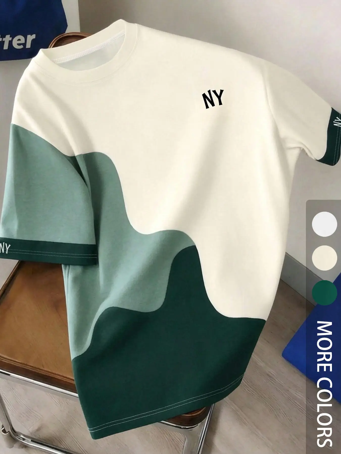 Men's Short Sleeve T-Shirt, Abstract Gradient Mountain Pattern, Round Neck, Streetwear Casual Daily Wear, Perfect for Everyday Style