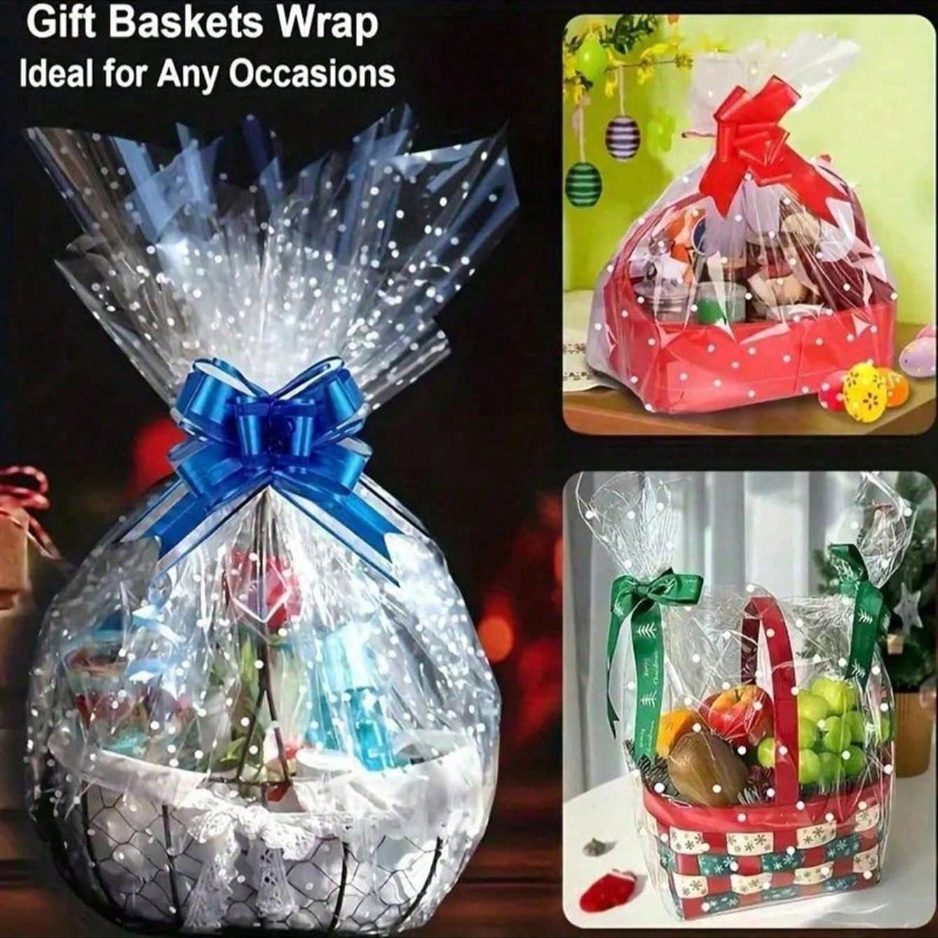 30m Transparent Plastic Packaging Paper Roll, Wide Clear Film for Gifts, Bouquets, Food, Baskets, DIY Crafts, Holiday Decorations