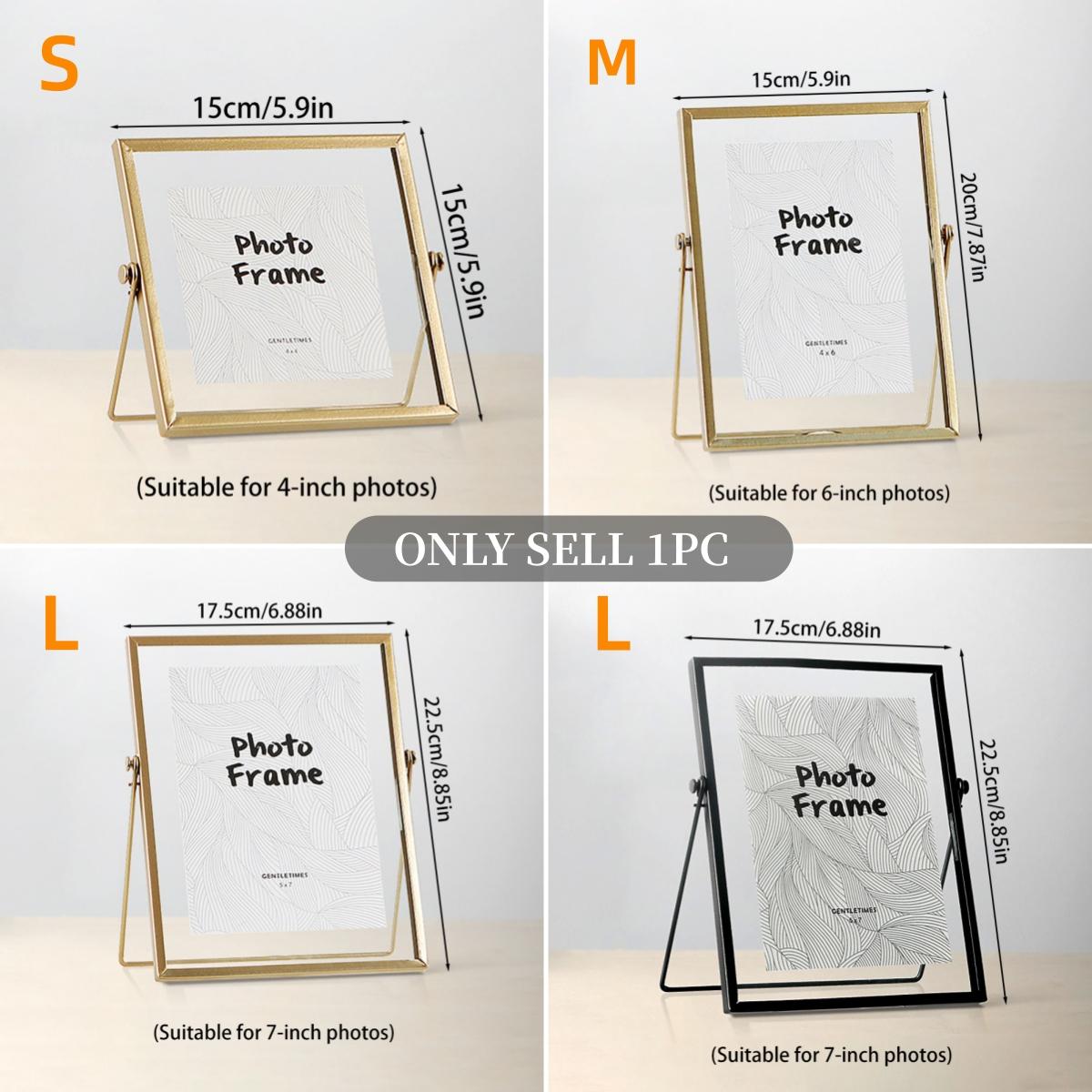 1PC Modern Simple Photo Frame, Iron Material, Golden Frame Decor, Suitable for Multiple Sizes of Photos, Home Decoration, Desktop Photo Frame Ornament