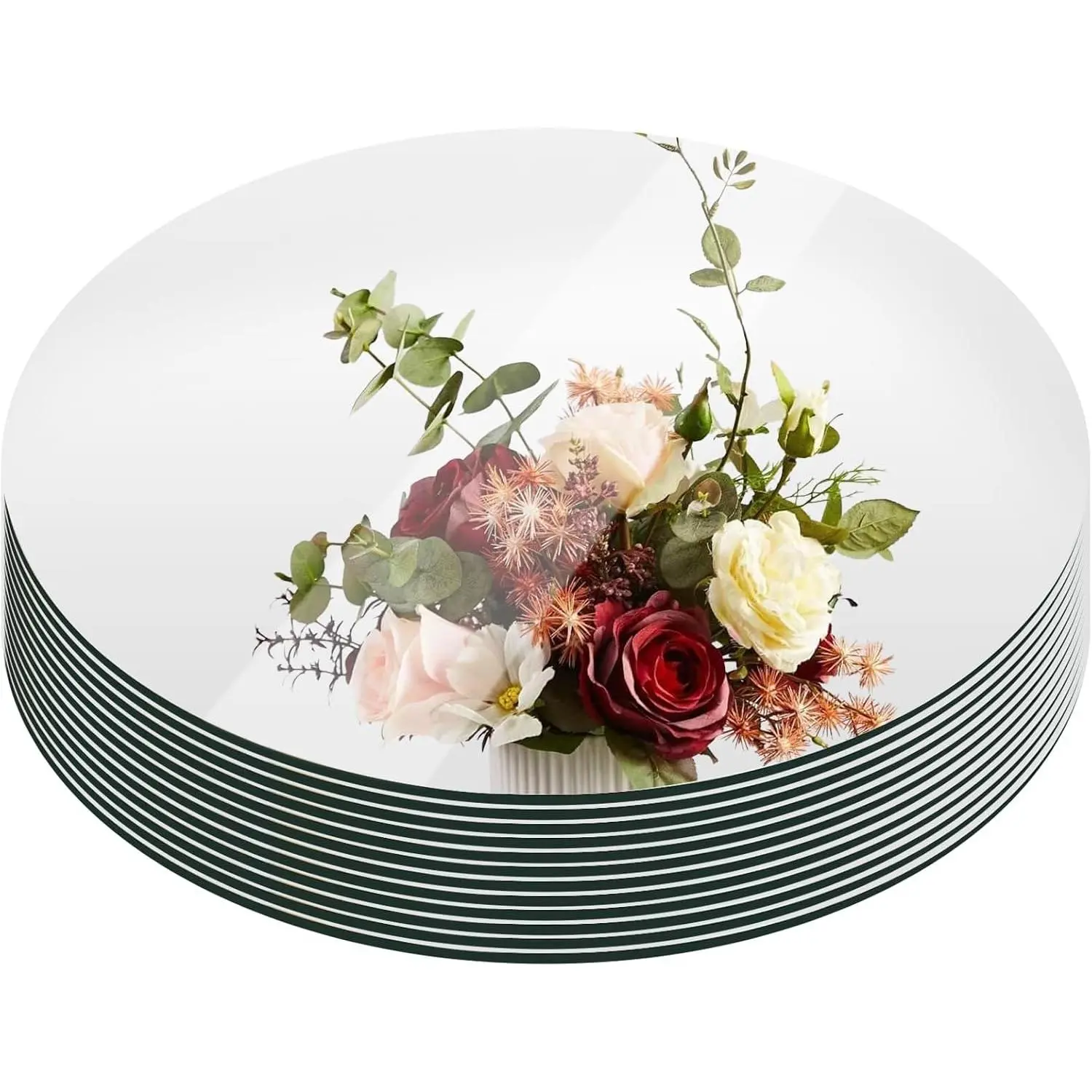 Set of 12 Round Mirrors for Centerpieces, 12 Inch Glass Mirrors Candle Plate Circle Mirror Trays Large Glass Mirror Tiles for Table Centerpieces, Wedding, Party Decorations, Crafts, Wall Decor