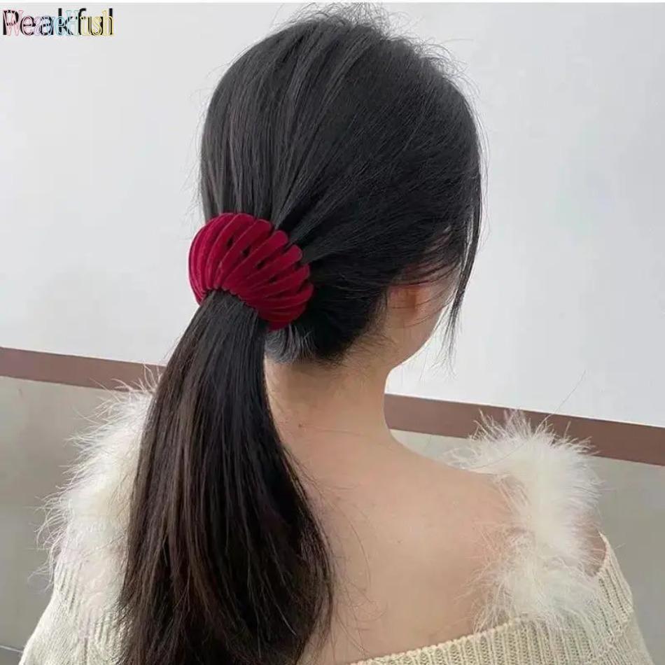 3/5/7‑Pack Expandable Bird Nest Hair Holder, Popular Velvet Lazy Bun Clip Ponytail Fastener, Exquisite Texture Durable Hair Accessory, One‑Step Quick Styling for Daily Home, Party & Outdoor Occasions