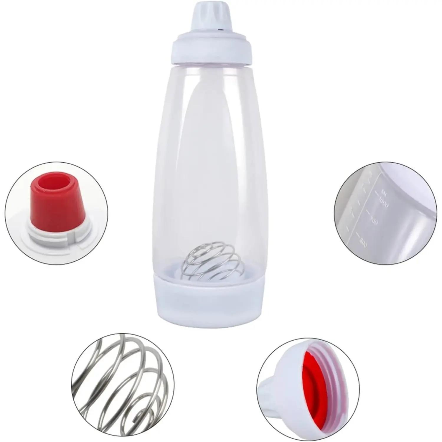 Pancake Batter Dispenser Bottle and Mixer with Blenderball, Easy Pour Spout, 4.5 Cup Capacity, Reusable Plastic Silicone, Kitchen Bakeware