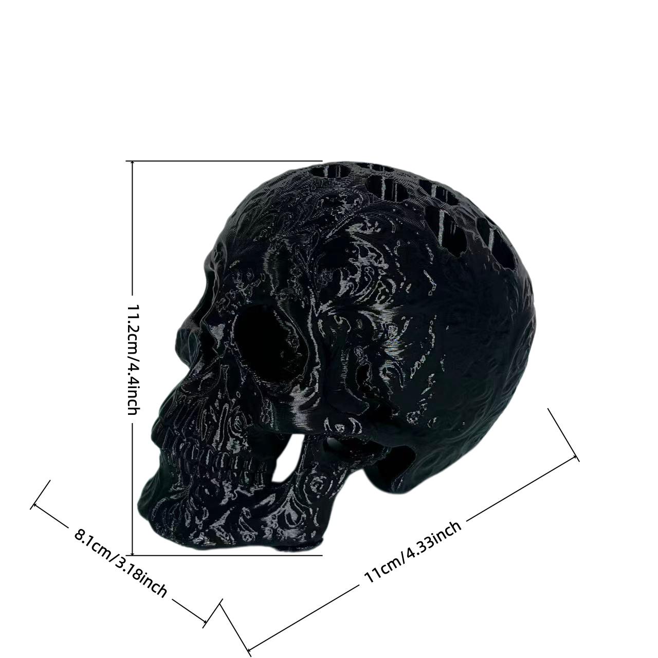 Halloween Carved Skull Pen Holder, 3D Printed Pla Material, Unique Desktop Decor, Halloween Home Office Accessory, Perfect Gift