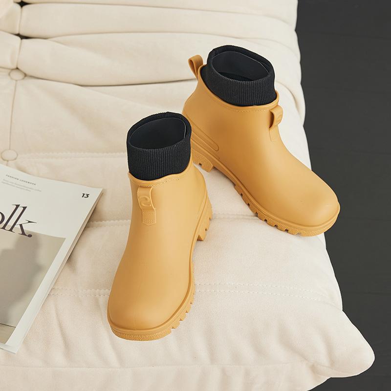 Unisex Warm Rain Boots, High Elastic Non-Slip Sole, Comfortable Slip-On Shoes for Outdoor Daily Use, Waterproof Outdoor Footwear