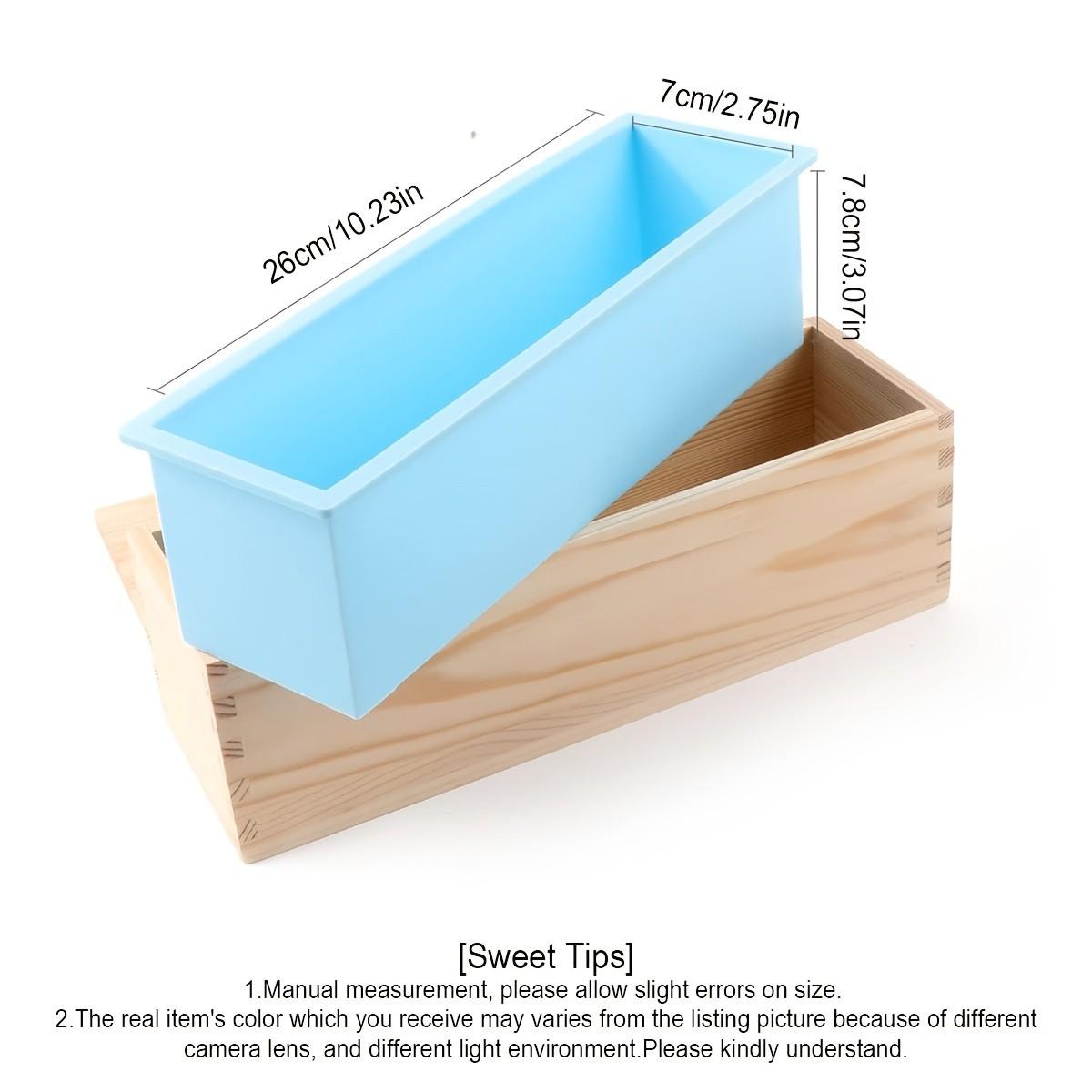 2 Pack Silicone Soap Making Molds with Wooden Lids & Storage Box, Rectangle Silicone Soap Molds, Handmade Bath Soaps Mold for DIY Soap Crafts and Gift Making