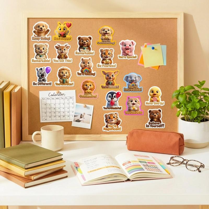 New 50-sheet set of 3D cartoon cute and adorable pet positive slogan stickers for waterproof cups and notebook decorative stickers