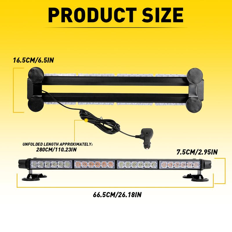 26.5" Emergency Bar LED Light Warning Rooftop Strobe Advisor Traffic Flash Lamp