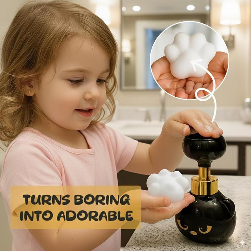 Cat Paw Foam Soap Dispenser Cute Refillable Foaming Pump That Prints Paw-Shaped Foam Fun Bathroom Kitchen Hand Soap Bottle for Kids, Cat Lovers &Holiday Gift