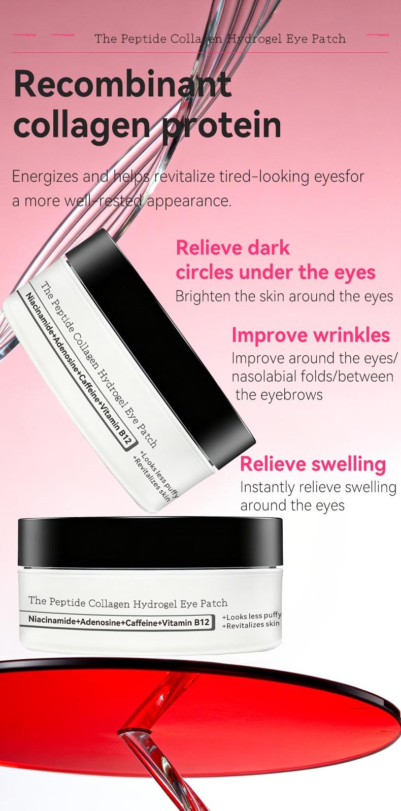 Collagen Peptide Eye Patches for Wrinkles & Fine Line,The Peptide Collagen Hydrogel Eye Patch 60 Patches Reduce Puffiness Hydrate Under- for Puffy Eyes, Dark Circles  Eye Patches -Hydrogel Eye Patches(60pcs)