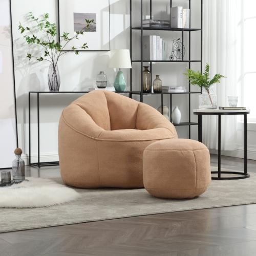 [Bellemave]Bedding Bean Bag Sofa Chair High Pressure Foam Bean Bag Chair Adult Material with Padded Foam Padding Compressed Bean Bag With Footrest