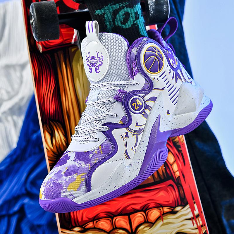 Men's official genuine basketball shoes, high-top sports shoes for spring and summer, suitable for students, wear-resistant, anti-slip, shock-absorbing, breathable basketball shoes.