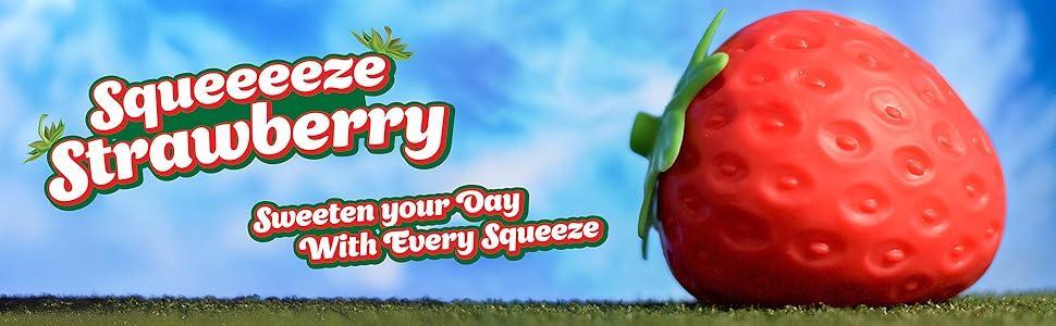 Squishy Extra Large Strawberry, Gag Gifts Funny Adult, Giant Stress Ball, Fidget Sensory Toy for Kids, ADHD Toys