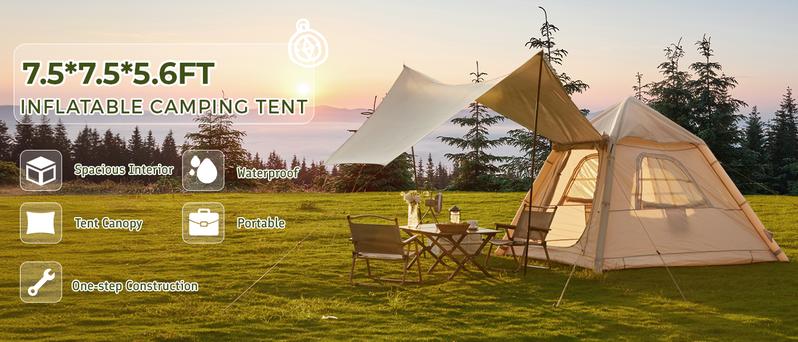 EROMMY Inflatable Camping Tents with Hand Pump, Air Glamping Tents, Easy Set up Waterproof and Windproof Blow up Tent,Easy Set up Blow up Tent for Family Camping