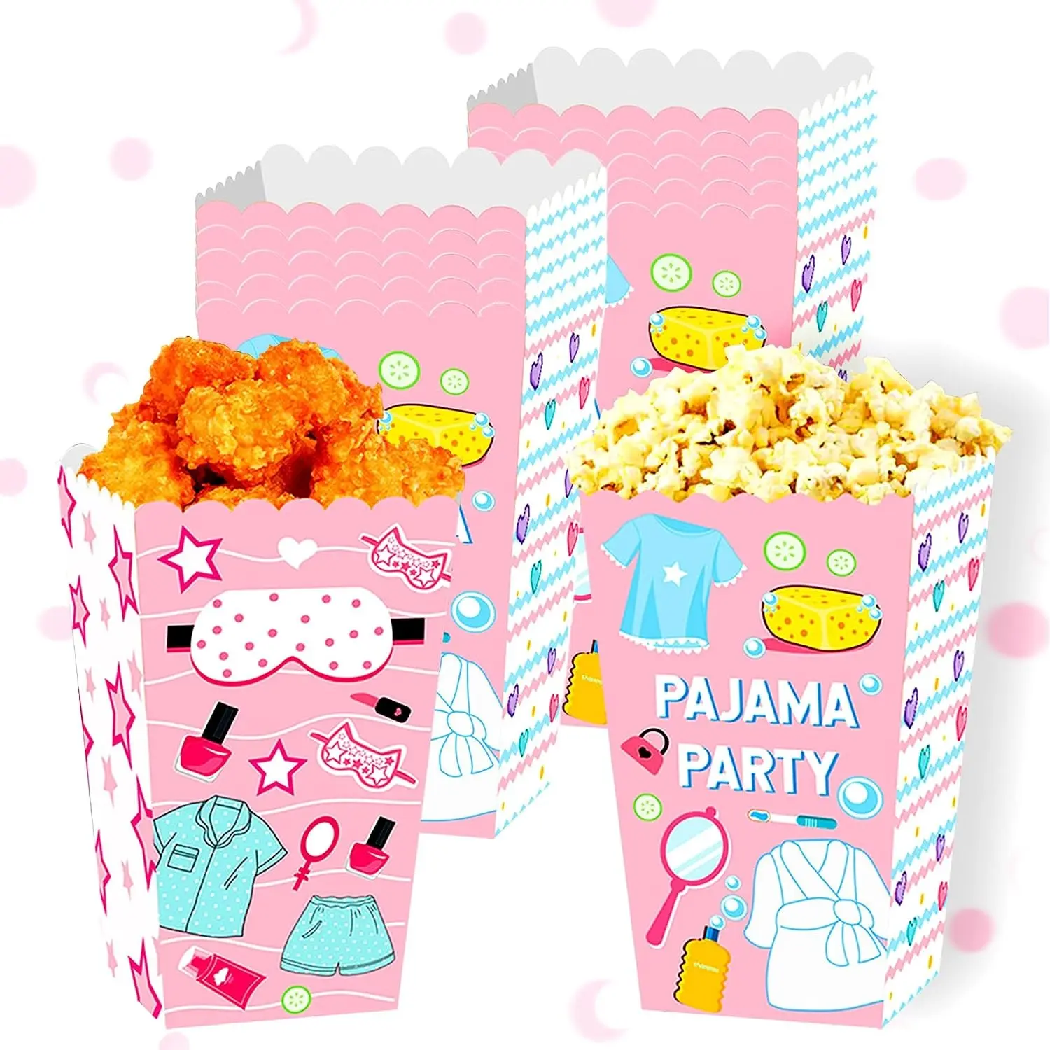 Pajama Party Popcorn Boxes, Sleepover Party Treat Boxes and Slumber Party Favor BagsGift