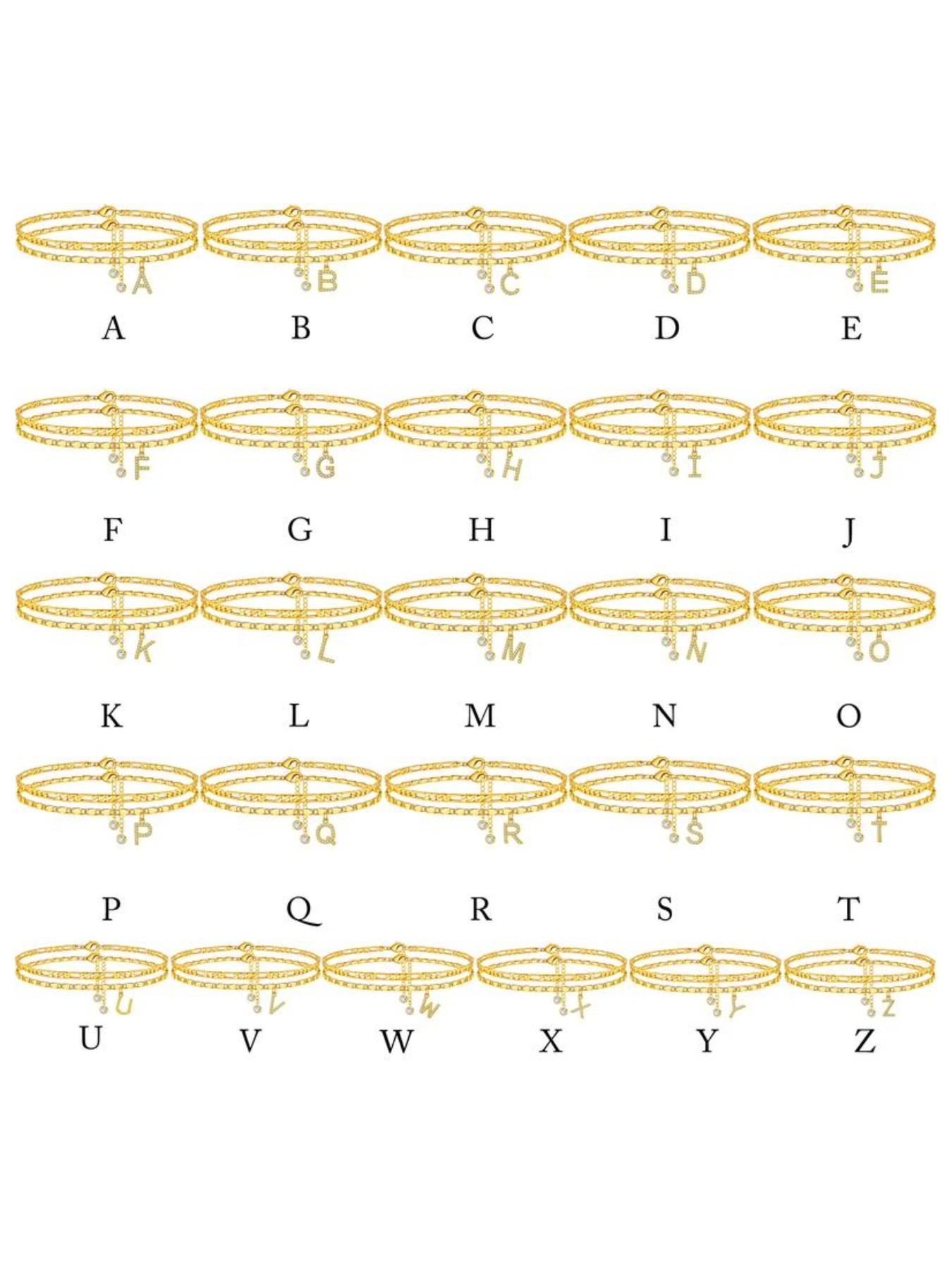 26 Letters Double Layer Gold Anklet Set, Personalized Initial Pendant Foot Jewelry, Stackable Versatile Statement Ankle Bracelet