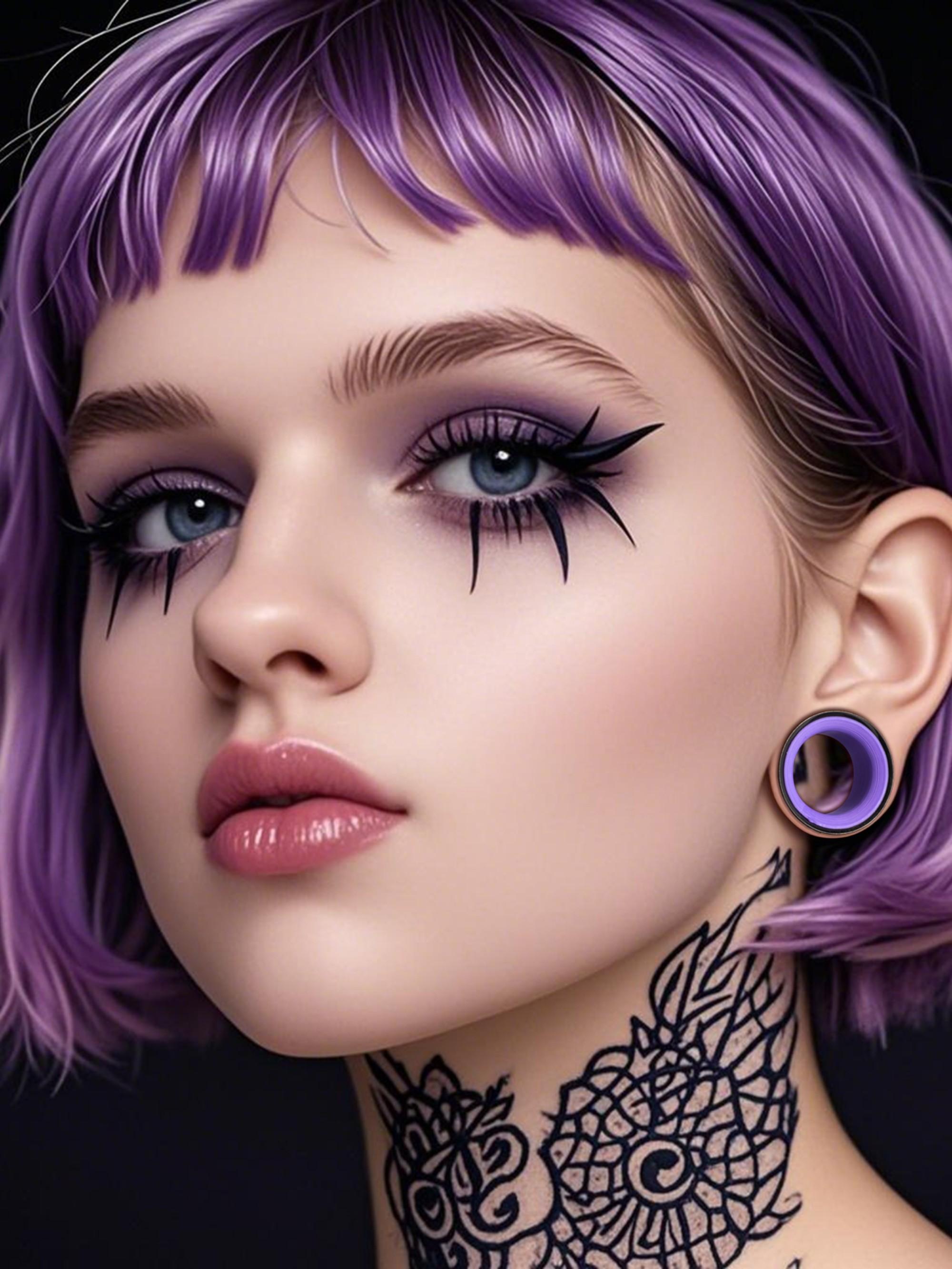 vanku 2pcs Fashion Translucent Ear Tunnels, Stainless Steel Double Flared Piercing Gauges, Hypoallergenic Body Jewelry for Ear Stretching