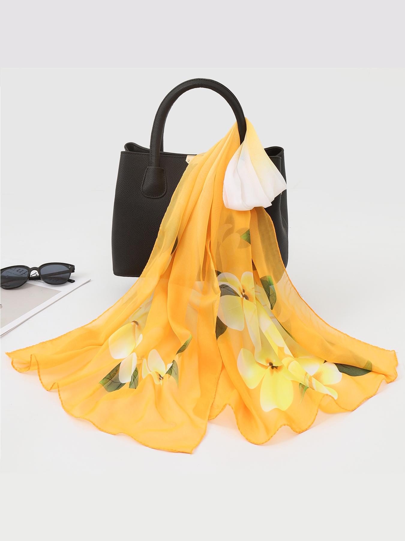 Elegant Floral Long Scarf for Women, Loose-Fit Summer Shawl, Warm Neck Protector, Spring & Fall Accessory, Gift Idea, Square Dance Wrap