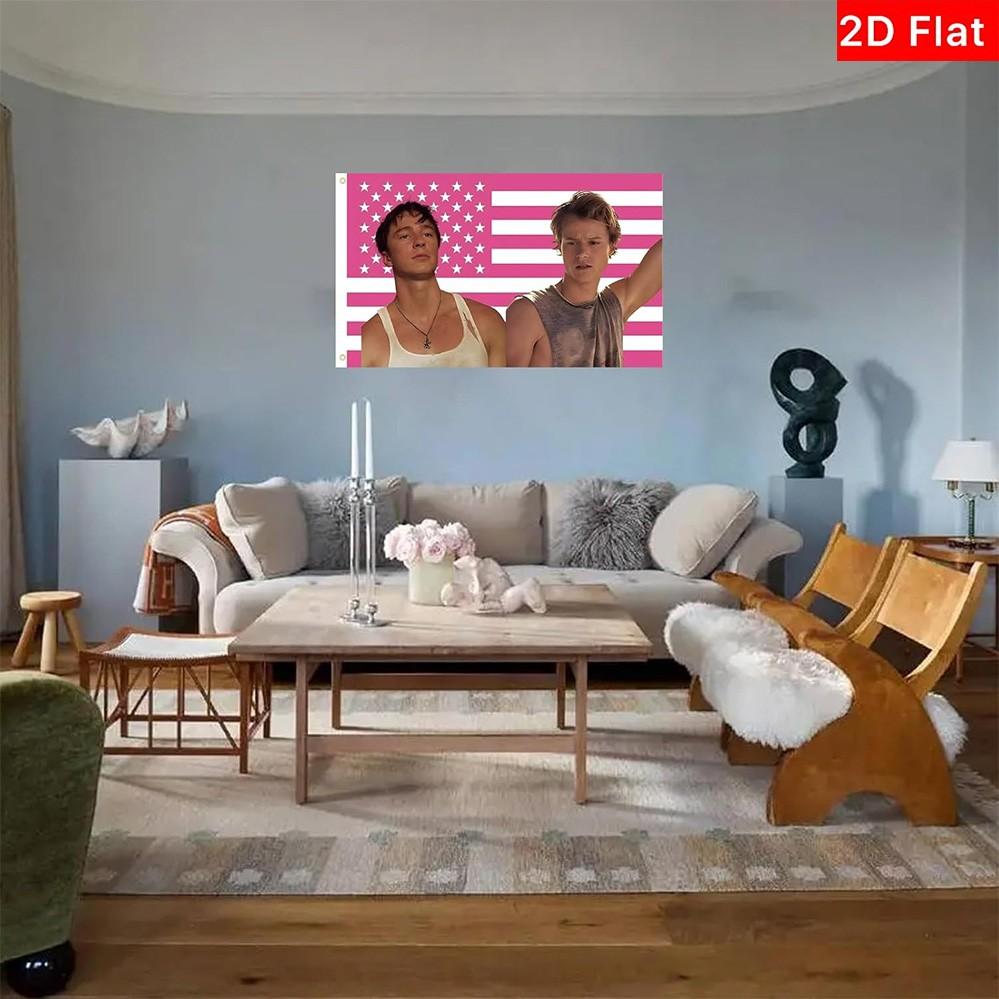 2D Flat Banner 1pc, Jj and Rafe Tapestry, Fun Outer Banks Flag, Polyester Banner, University Dorm Room Bedroom Outdoor Party Decor, No Power Needed