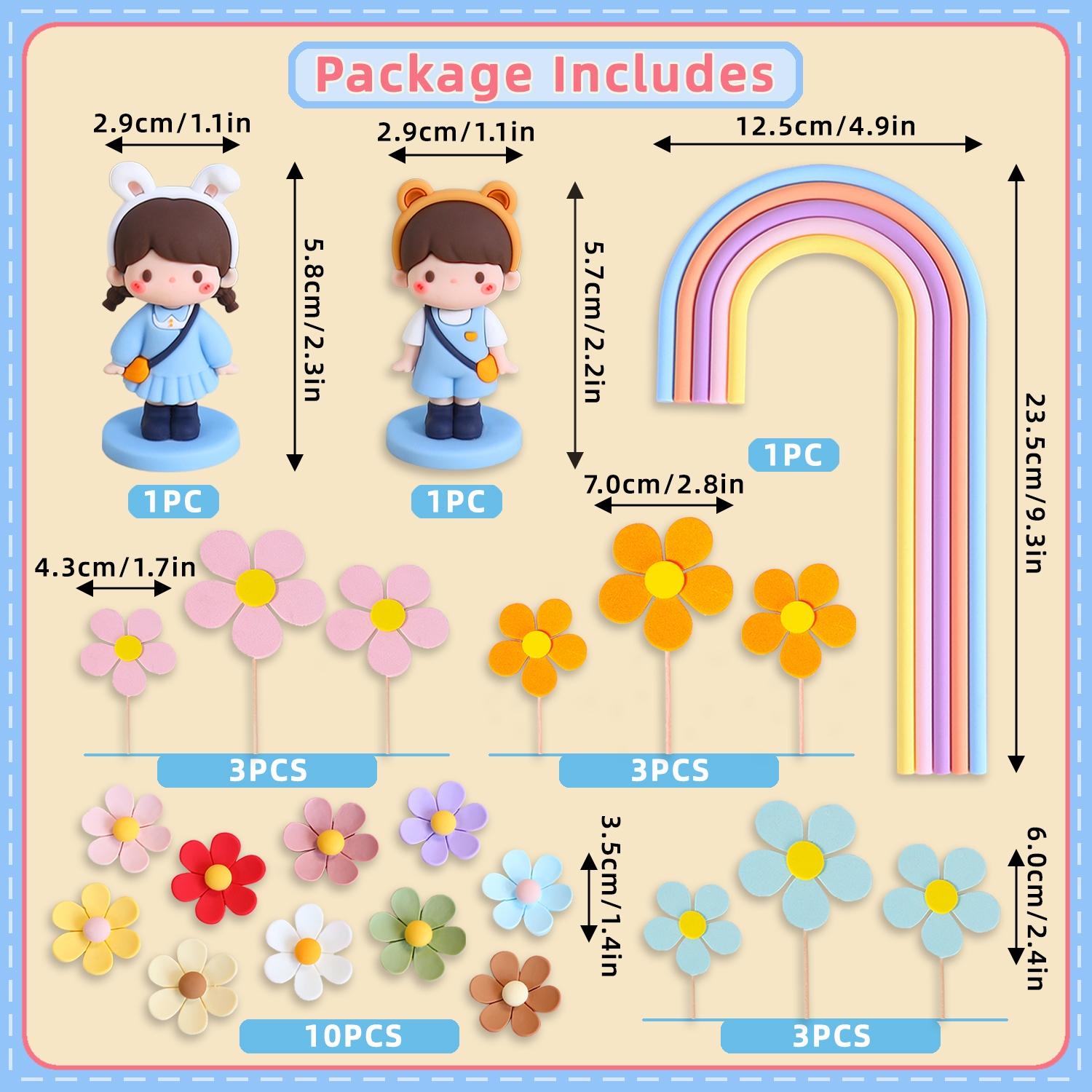 Macaron Rainbow Doll Cake Decoration Set, Kids Birthday Baking Decorations, Baby Birthday Party Dessert Arrangement, Complete Kit