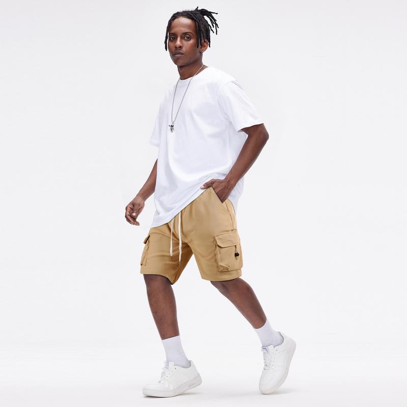 GINGTTO Mens Twill Cargo Shorts Elastic Relaxed Fit Casual Drawstring Work Shorts