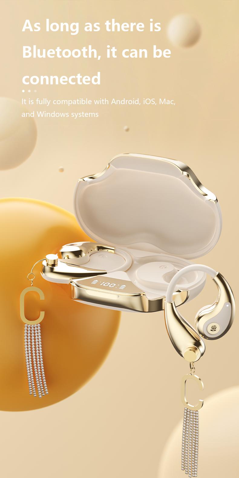 HYUNDAI YX49 Fashionable Open-Wear Stereo Earphones with Handbag-Style Light Luxury Design, Comfortable Fit, 2025 New Bluetooth 6.0 for Faster, More Stable Connection & Lower Power Use, HiFi Sound, Sport & Travel Ready, Perfect Gift for Girlfriend