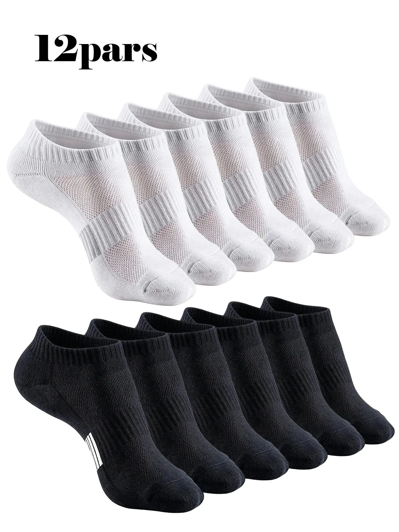 12 Pairs of Simple Summer Boat Socks, Invisible Low-Cut Casual Athletic Activewear Sports Socks, Slim-Fit No-Show Liner Socks for Men and Women, Polyester Athletic Socks