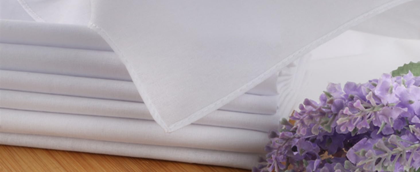 Men's Handkerchiefs 100% Soft Cotton White Hankie Hankerchieves