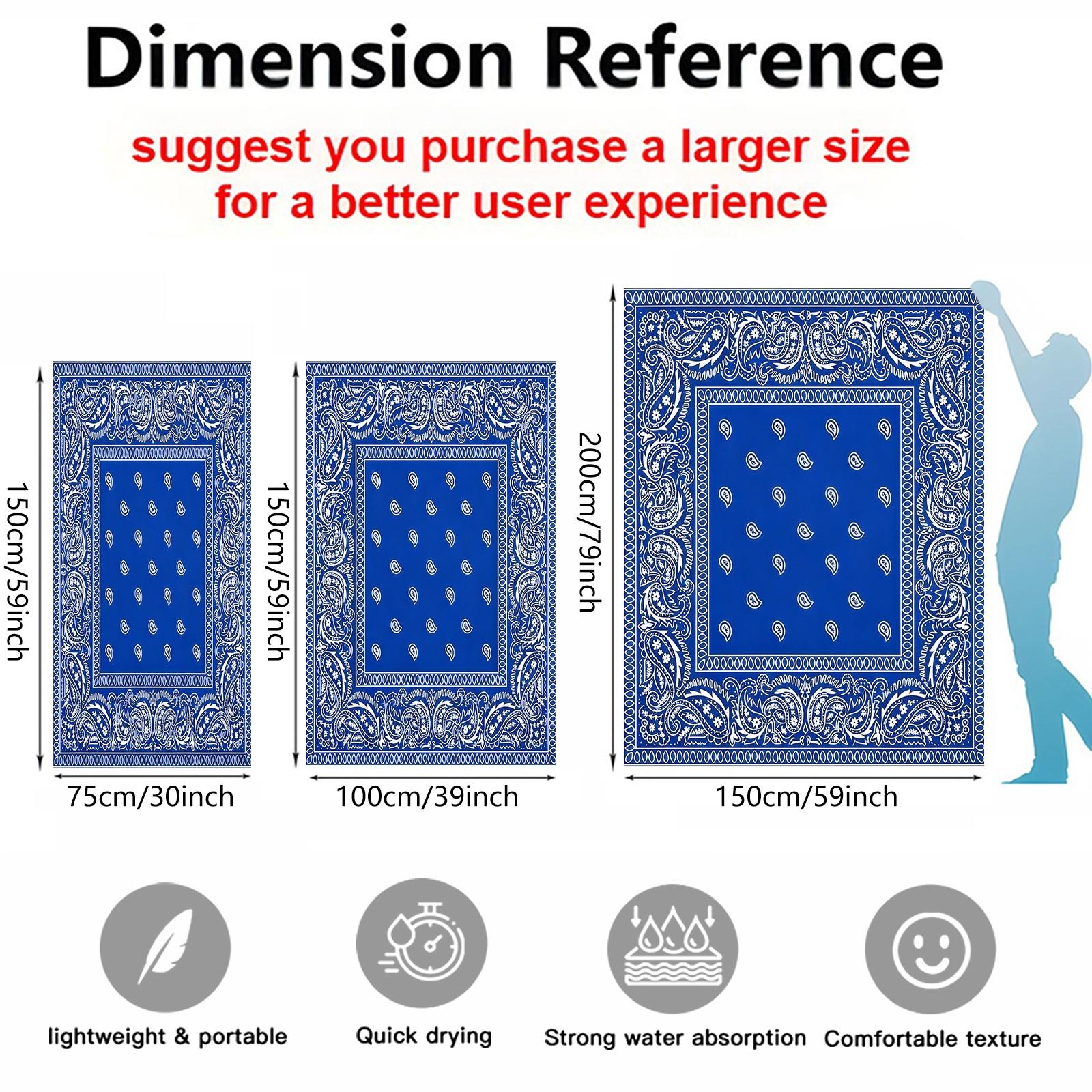 American Streetwear Paisley Beach Towel, Classic Bandana Motif, Quick Dry Water Absorbent No Fading, Ideal for Summer American Retro Camping Outdoor Leisure Use