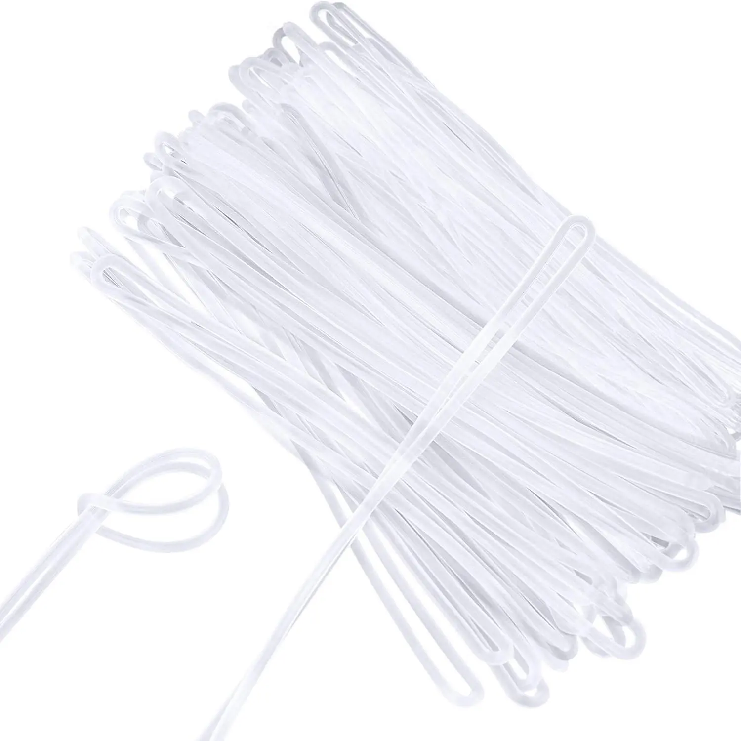 100 Pack 6 Inch  Clear Plastic Luggage Loop Straps/Worm Loops for Luggage Tags