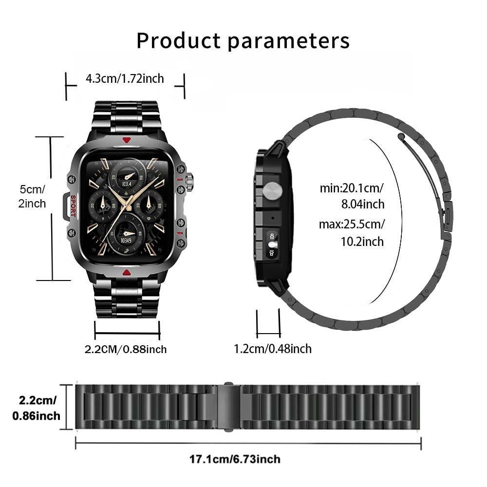 Multifunctional Men Business Smartwatch Flashlight 2.01 Inch HD Screen Fashionable Digital Watches Multiple Sports Modes Wireless Call Health Tracker Smart Watch Men