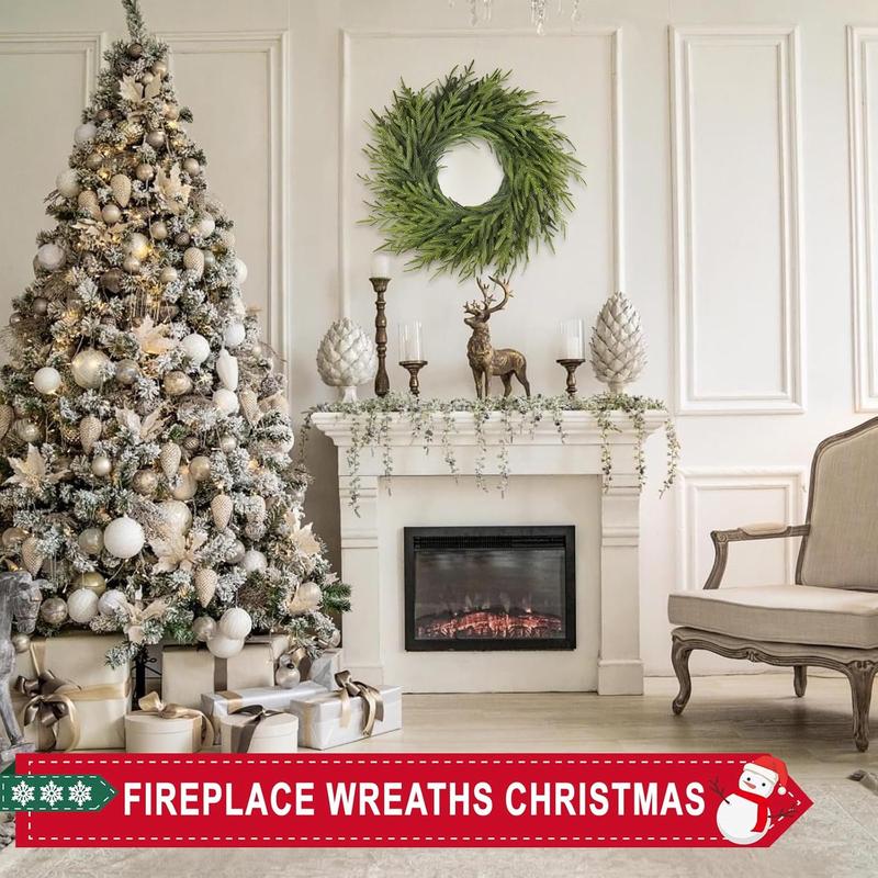 23.6 Inch Realistic Christmas Wreath, Soft Bendable Front Door Decor, Winter Outdoor Wall Window Decoration, Indoor Thanksgiving Xmas Ornament