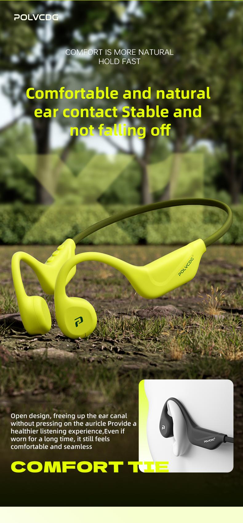 Polvcdg Bone Conduction Bluetooth Wireless Headphones - High-quality sound, suitable for connecting to mobile phones. Perfect for calls, while exercising, running or during sports. Sweat-resistant. Long-wearing without causing discomfort Christmas gift