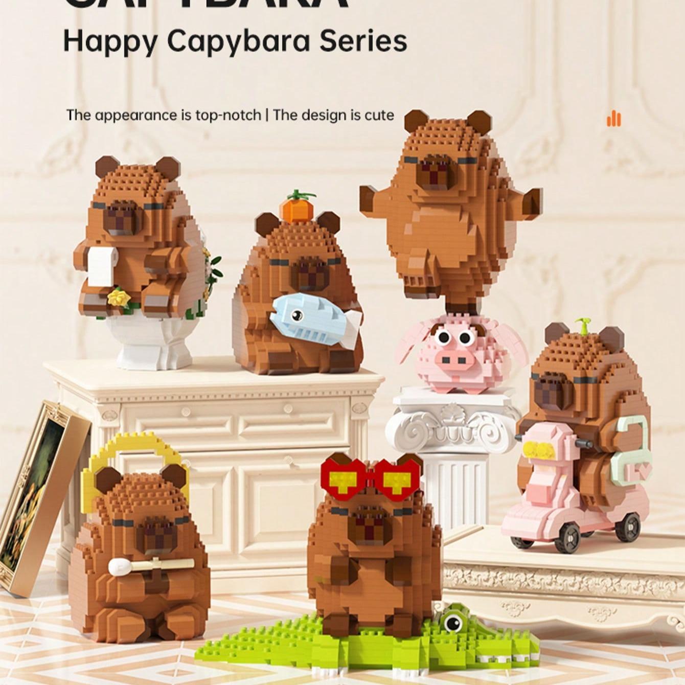 Cute Capybara Animal Building Blocks, Mini Figure Construction Kit, Creative DIY Model Toys for Kids, Relaxing Puzzle Assembly Gift for Birthday Christmas 3d printed t13 action