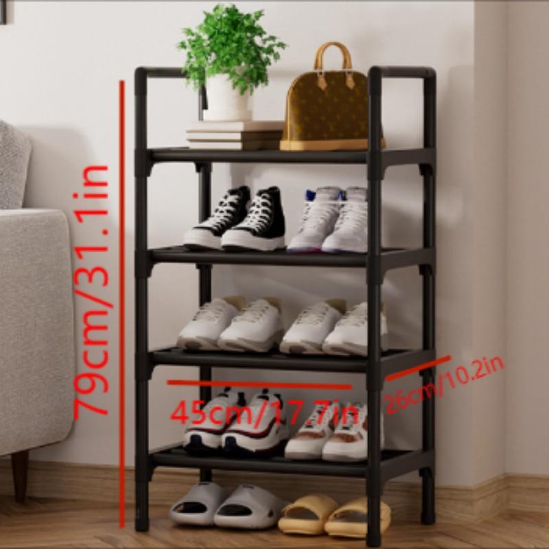 4 Layer Multi-Spec Shoe Rack Shelf, Space Saving Storage Organizer, Home Office Dormitory Use, Wall Closet Entrance Design