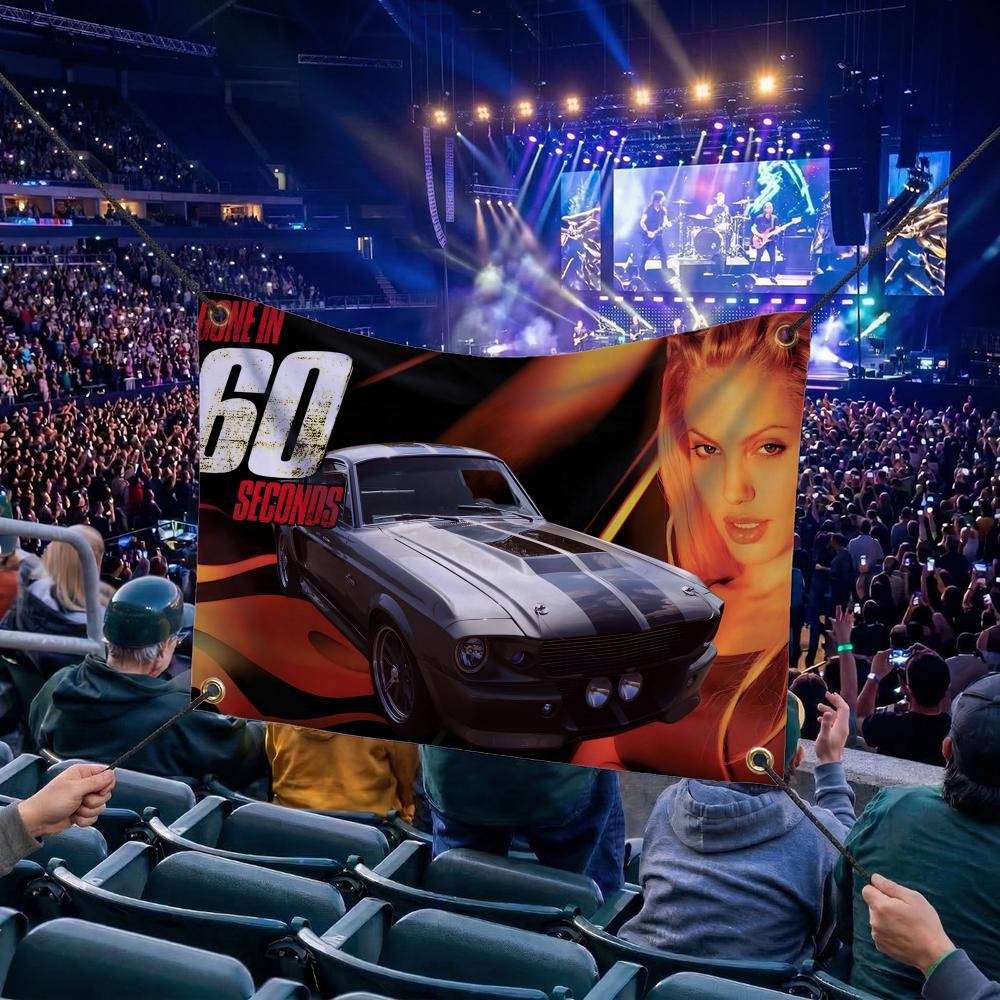 G-Gone in 60 Seconds MOVIE Flags Multi Size Atmosphere Flag, Cheerleading Hand Pulled Banner, Portable Outdoor Event Flag & Wall Decor for Sports, Parties, Home and Room Decoration