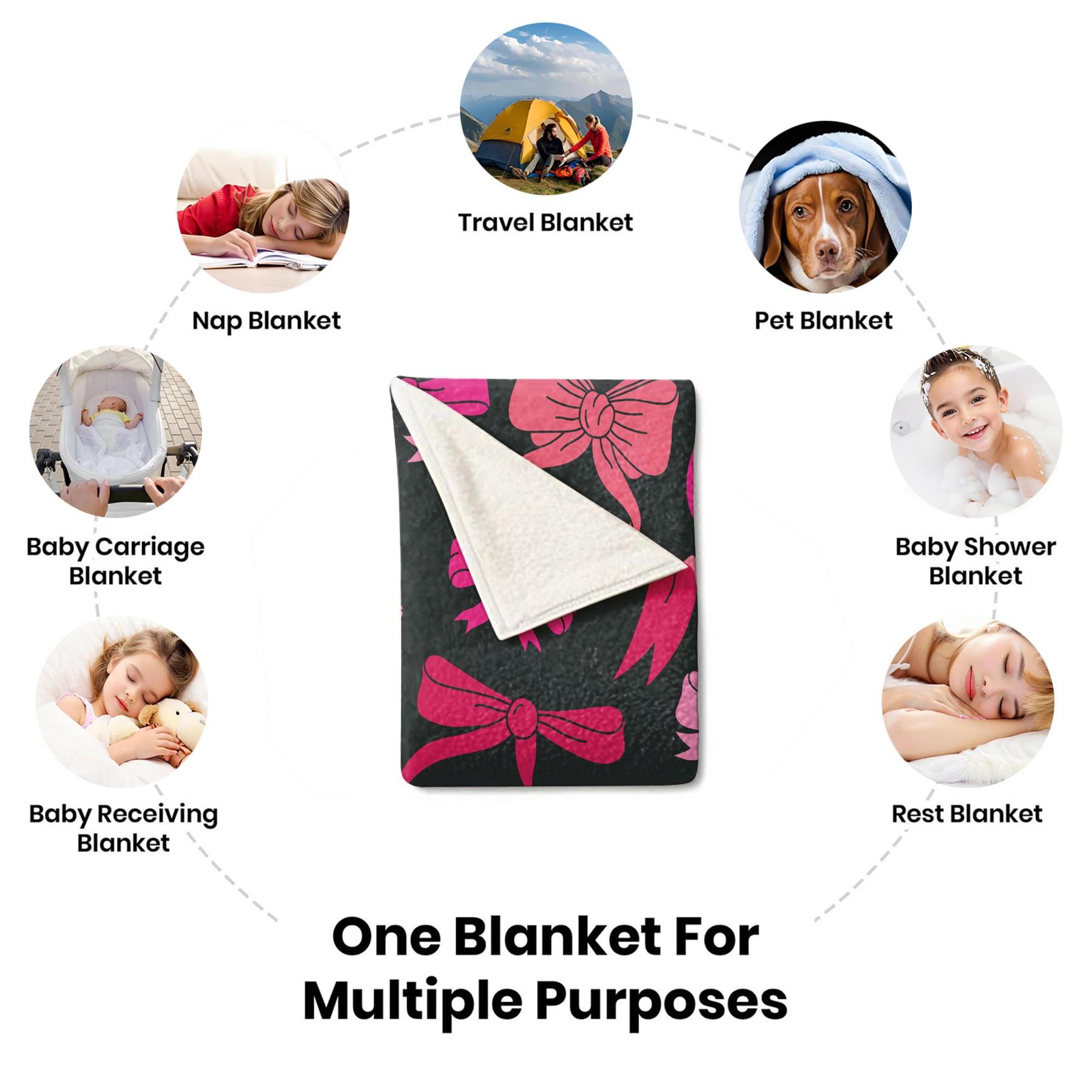 1Pcs Coquette Pink Bow Digital Print Flannel Blanket, Sweet Y2K Aesthetic Throw Blanket, Soft Fluffy Lightweight Warm Blanket, Cozy All-Season Gift Blanket, Perfect for Bedroom, Sofa, Dorm, Living Room & Travel Use