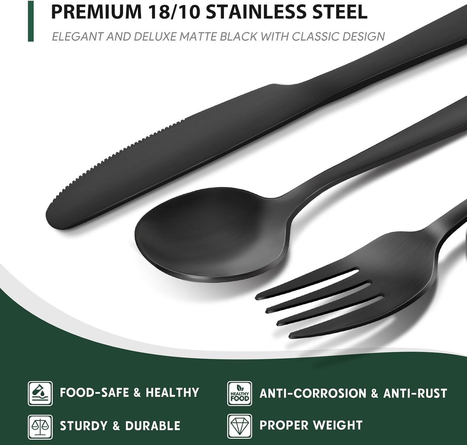 24/48-Piece Silverware Set with Steak Knives Mirror Finished Utensil Sets for 4/8 Stainless Steel Tableware Cutlery Set Utensil Sets for Kitchen Dinnerware