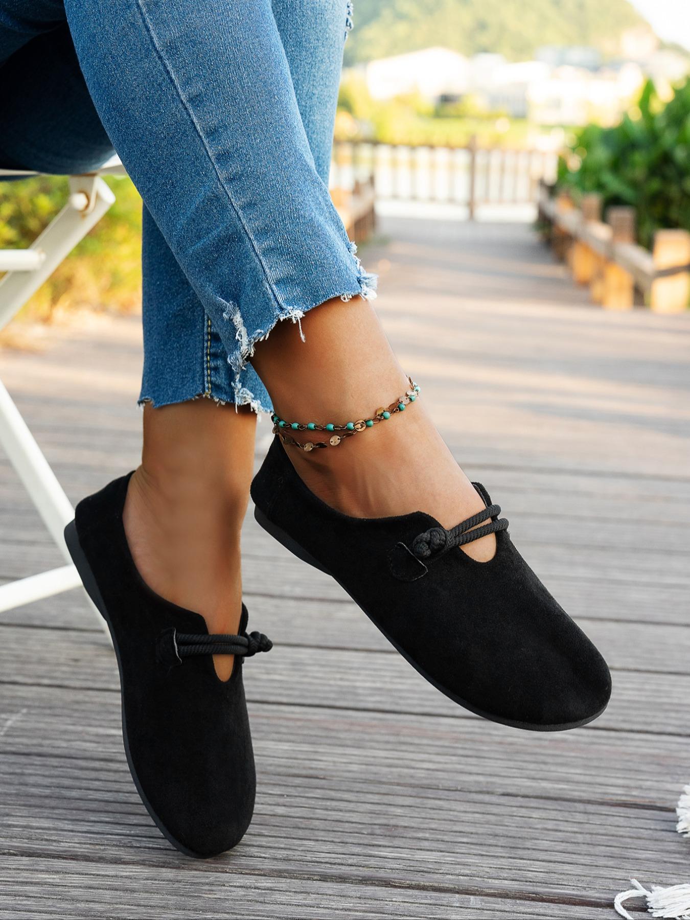 Women's Solid Color Flats, Casual Comfortable Flat Shoes for Daily Wear, Lightweight Breathable Shoes for Women & Girls