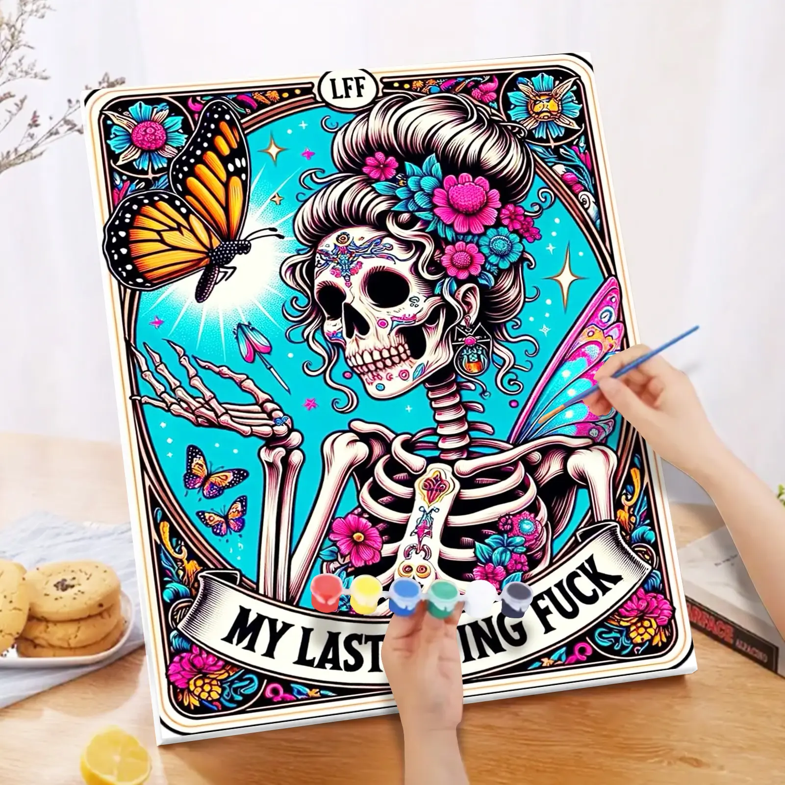 Paint By Numbers Kit for Adults, Frameless,  DIY Skeleton Painting Set, 40x50cm/16x20in, Acrylic Art Craft for Beginners, Ideal for Home Wall Decoration in Living Room and Bedroom, Gallery Style Art Decor, Great Gift for Birthday and Christmas