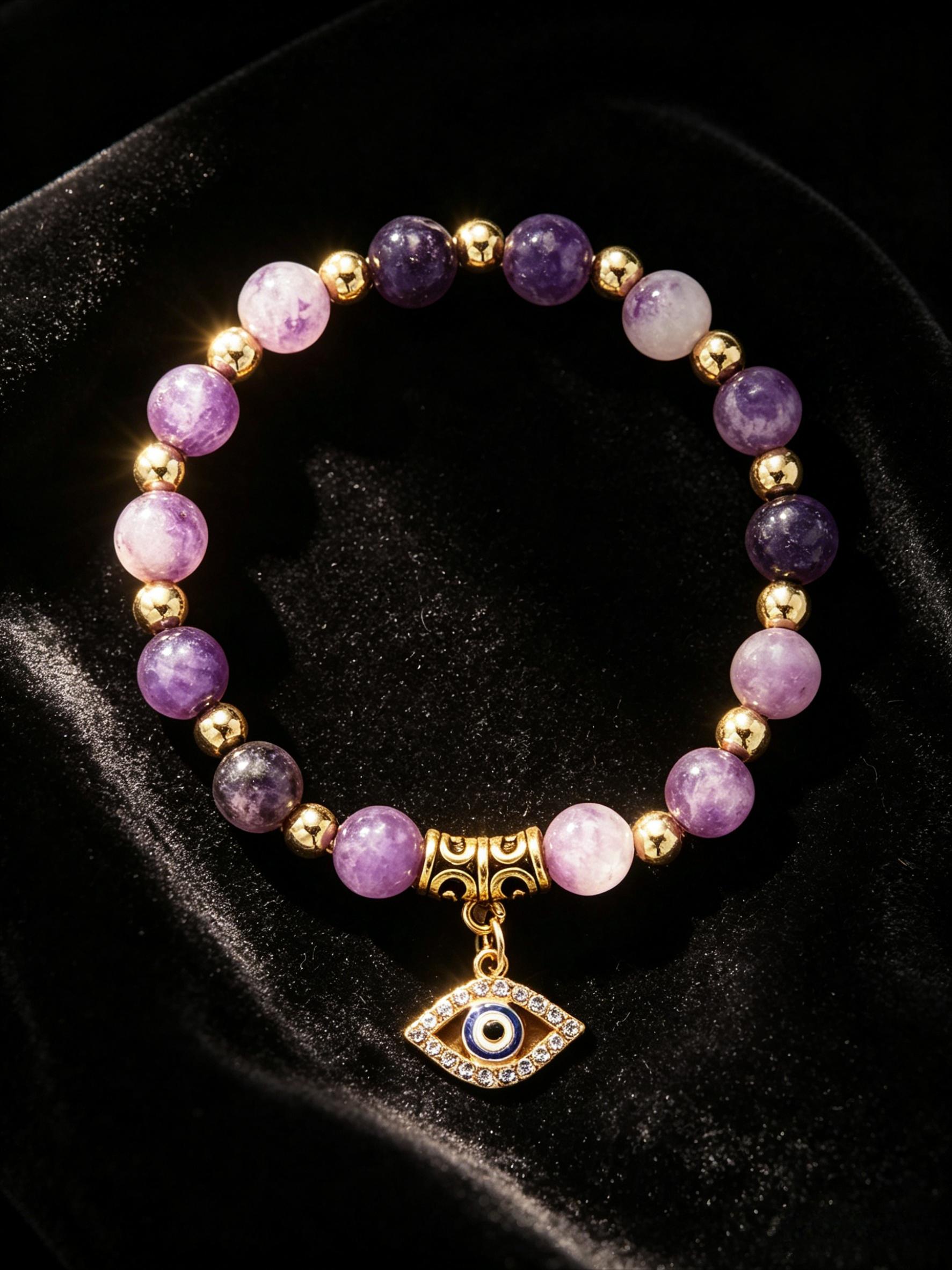 5Pcs,a set of random bracelets, multi-color natural stone Turkish evil eye bracelet set, niche design sense transfer bracelet, couple and girlfriend birthday gift, commuting versatile light luxury high-end fashion jewelry.