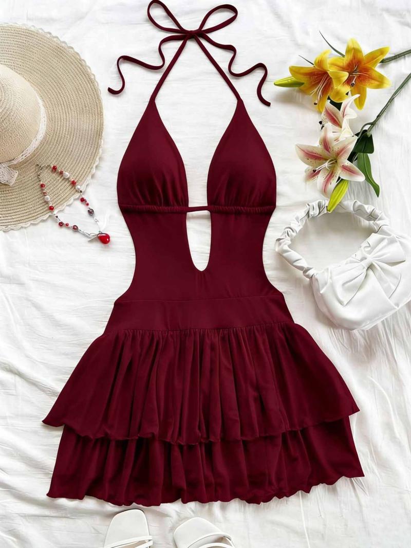 Sexy Backless Party Dress, Slim-Fitting Y2K Style, Women's Cross-Border Fashion, High-Waisted Belted Design, Perfect for Parties