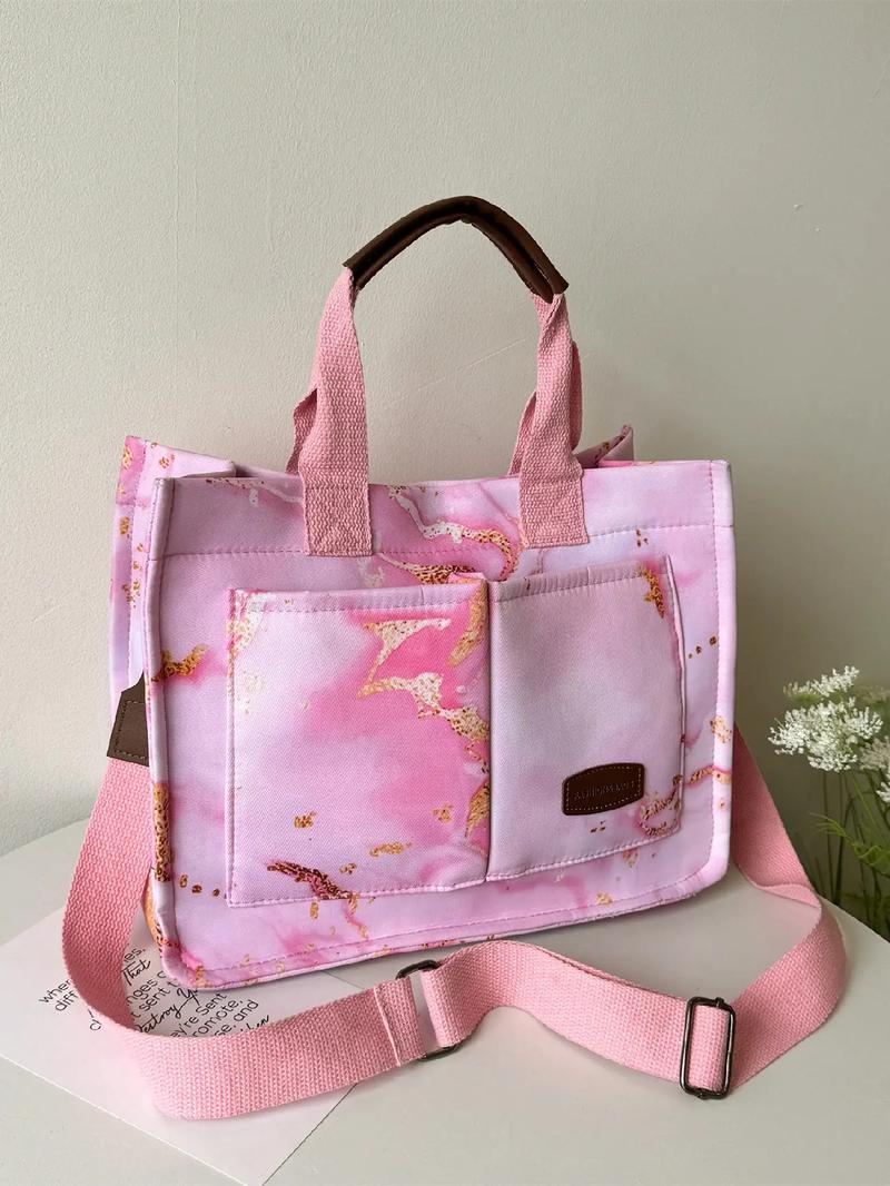 Women's Cute Strawberry Pattern Tote Bag, Fashionable Large Capacity Crossbody Bag for Daily & Work Use, Casual Versatile Commuting Handbag for Women & Girls, Trail Sport Bag