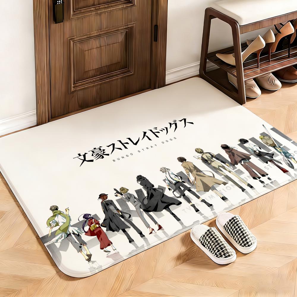 Mystery Bungo Stray Dogs Floor Mat This soft flannel mat provides a cozy Soft flannel mat with quick water absorption, non-slip and durable. Easy to clean, ideal for bathroom and entryway use.