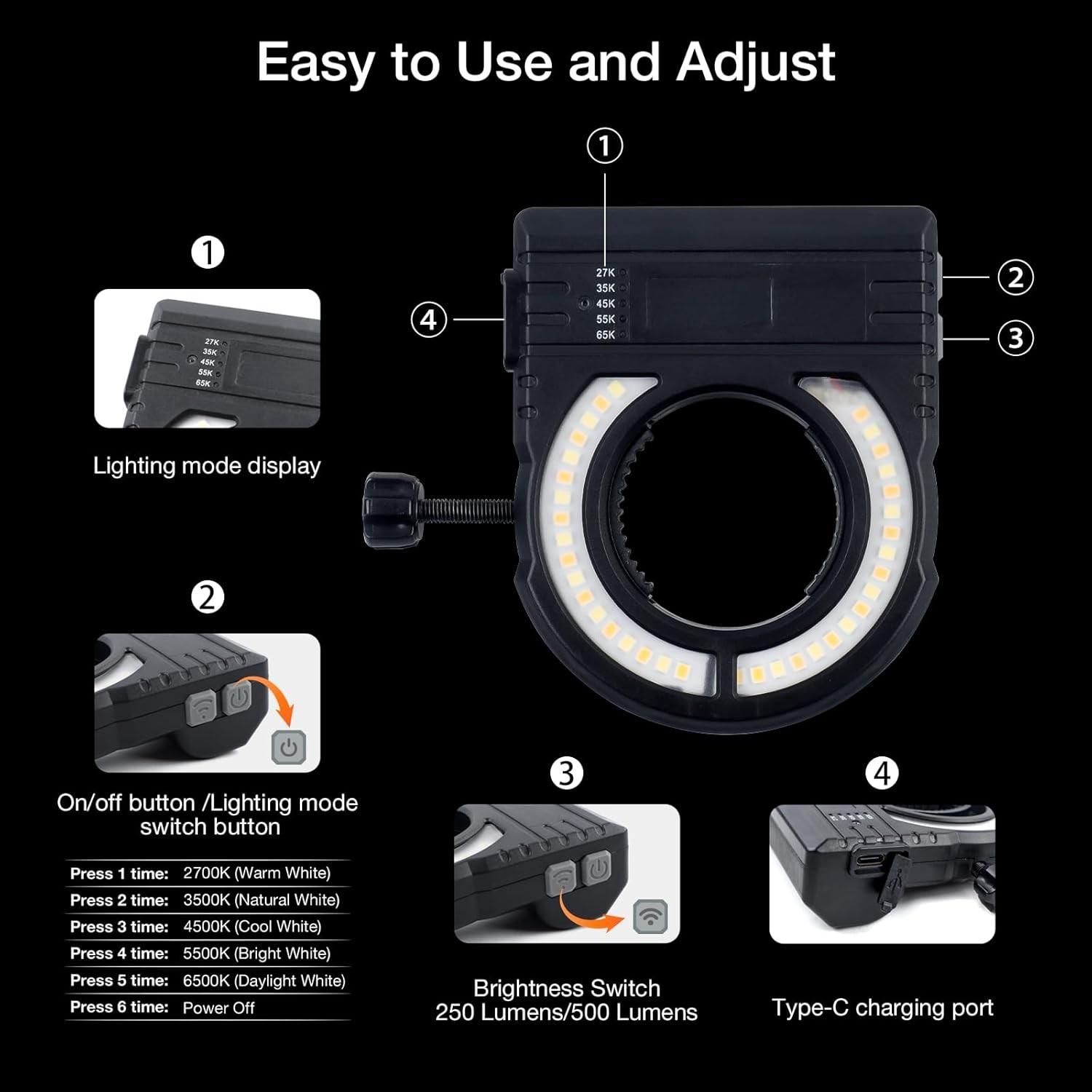 Rechargeable Spray Gun Light, 2700k-6500k LED Lamp, 500/250 Lumens, Uniform Spraying, Reduce Retouching, Universal Automatic Spray Gun Light