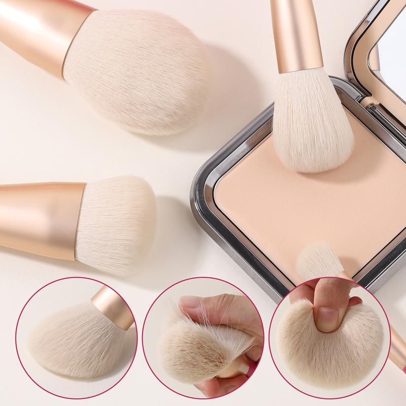 ECHANEW Professional Soft Makeup Brush Kit, With Pink Plush Makeup Bag, 10 pcs/set Fixed Makeup Brush, Comfortable Grip, Suitable For Women And Girl Makeup Tools