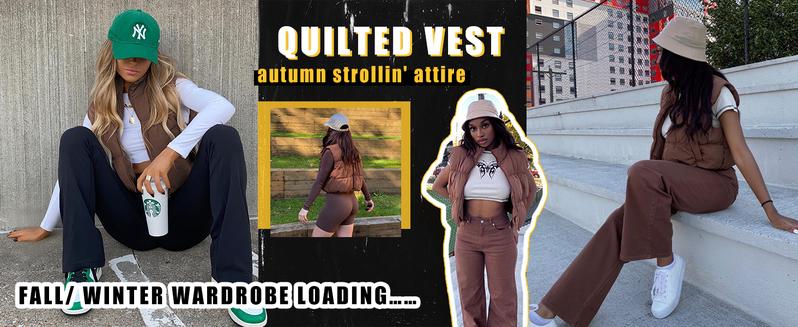 UANEO Women's Sleeveless Puffer Vest  Zip-Up  Stand Collar Trendy Cozy Cropped Outerwear for Stylish Layering